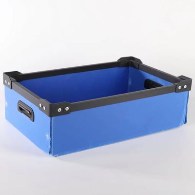 Strong Frame Reusable Plastic Shipping Boxes Black Blue Plastic Crate Container  Moving Box